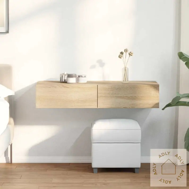 Vegghylle Med Skuffer Sonoma Eik 100X36X19 Cm Konstruert Tre