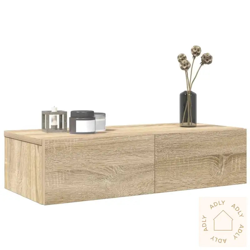 Vegghylle Med Skuffer Sonoma Eik 60X26,5X15 Cm Konstruert Tre