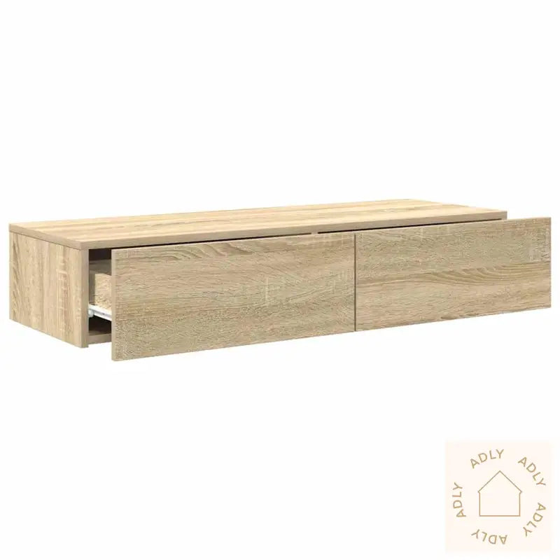 Vegghylle Med Skuffer Sonoma Eik 100X36X19 Cm Konstruert Tre