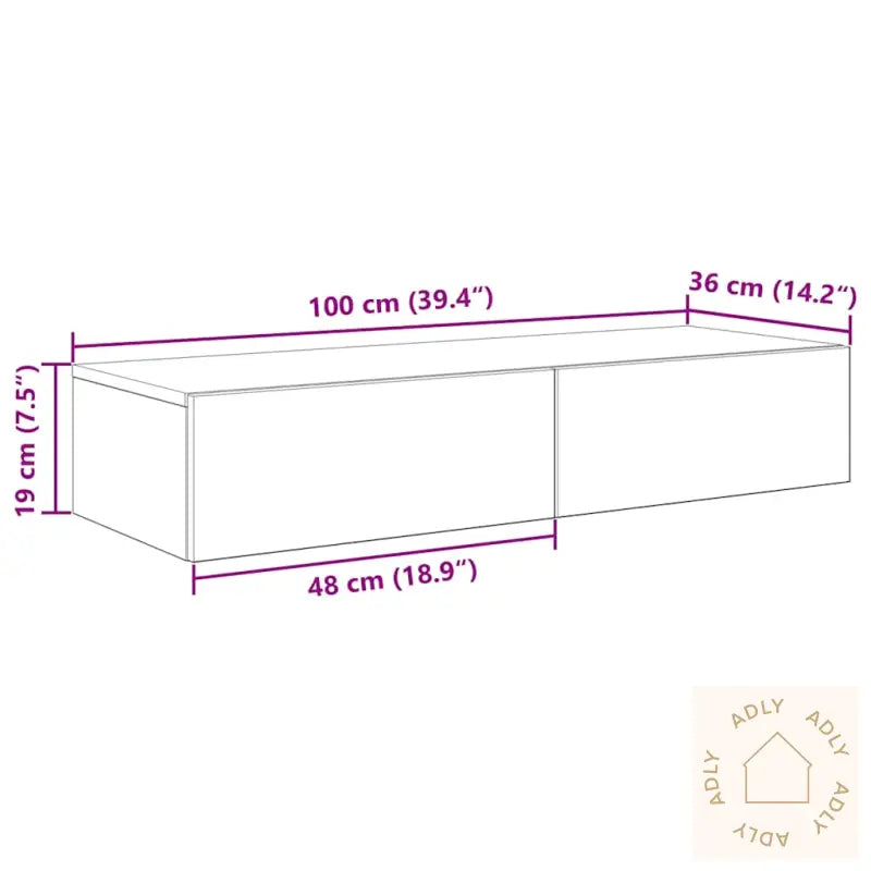 Vegghylle Med Skuffer Sonoma Eik 100X36X19 Cm Konstruert Tre