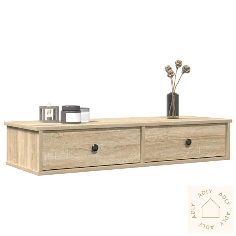 Vegghylle Med Skuffer Sonoma Eik 100X37,5X19 Cm Konstruert Tre