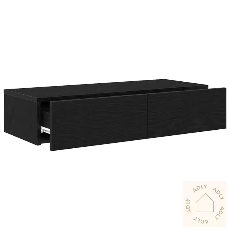 Vegghylle Med Skuffer Svart 80X33X17 Cm Konstruert Tre