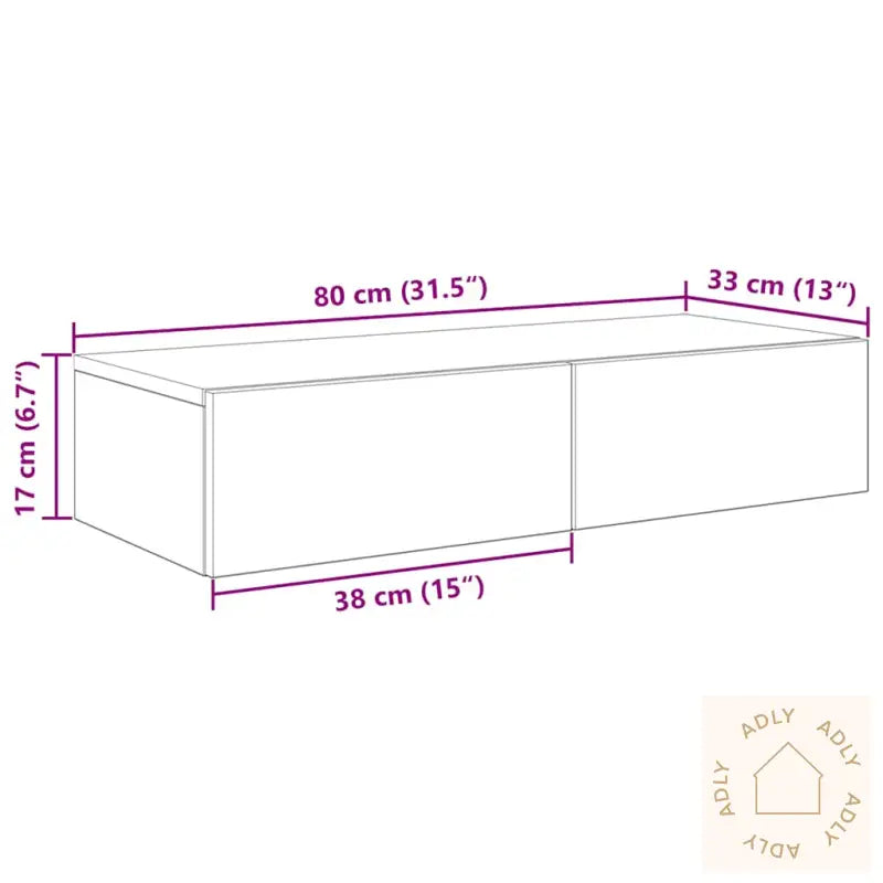 Vegghylle Med Skuffer Svart 80X33X17 Cm Konstruert Tre