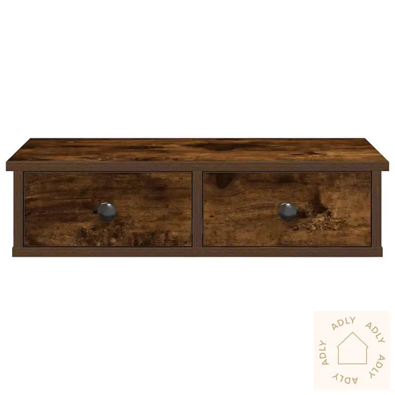 Vegghylle Med Skuffer Røkt Eik 60X25X15 Cm Konstruert Tre