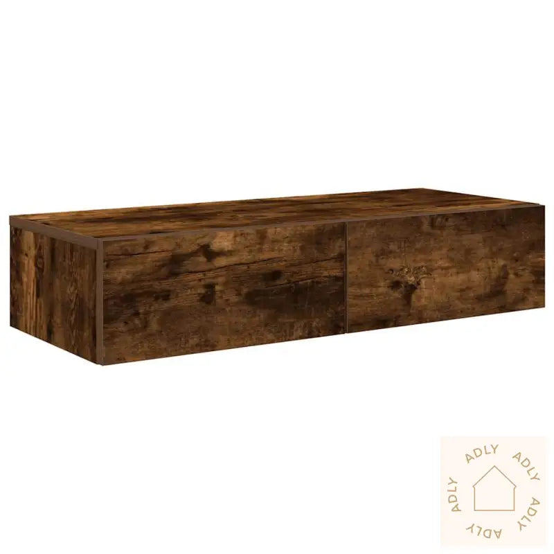Vegghylle Med Skuffer Røkt Eik 80X33X17 Cm Konstruert Tre