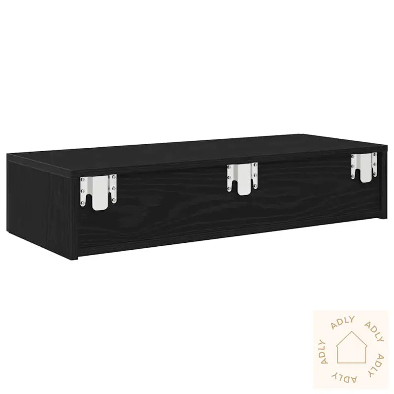 Vegghylle Med Skuffer Svart 80X33X17 Cm Konstruert Tre