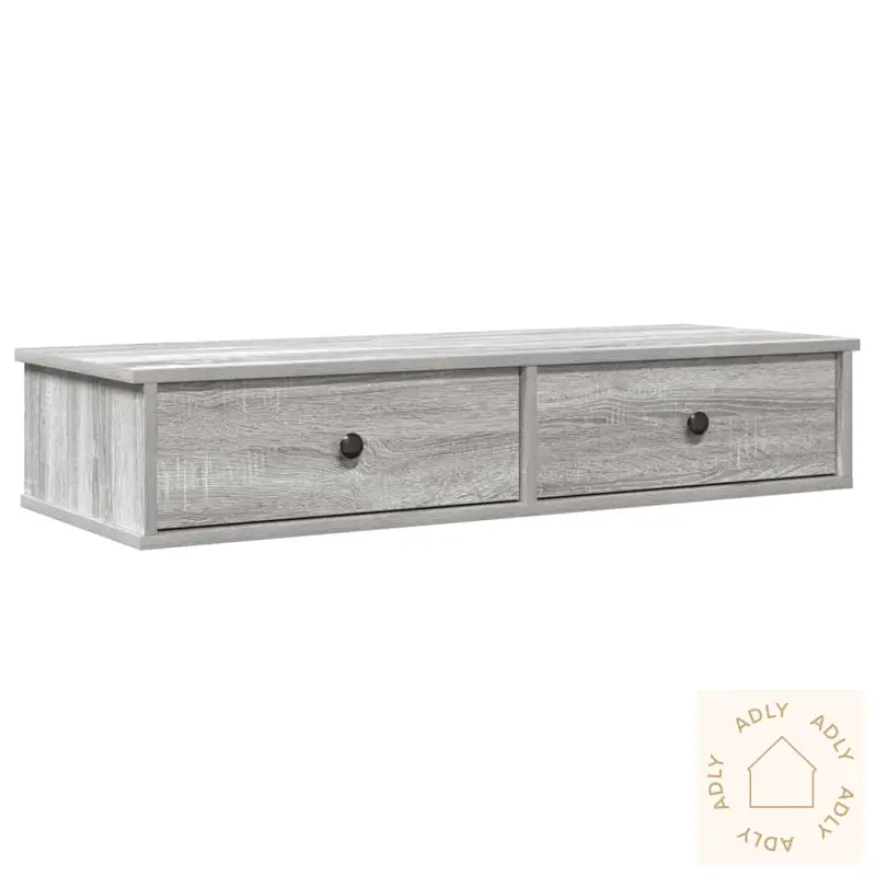 Vegghylle Med Skuffer Grå Sonoma 100X37,5X19 Cm Konstruert Tre