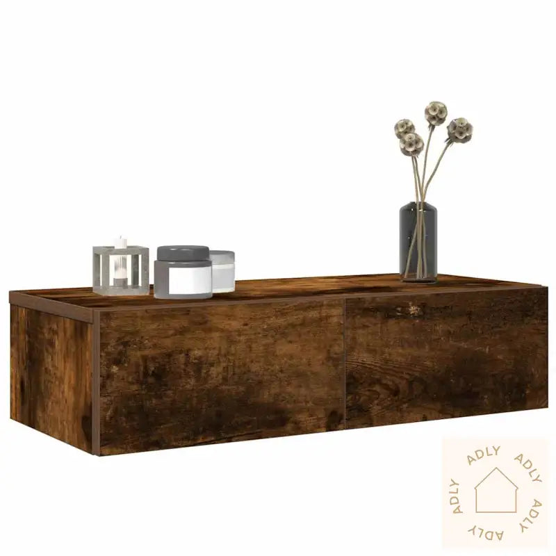 Vegghylle Med Skuffer Røkt Eik 60X26,5X15 Cm Konstruert Tre