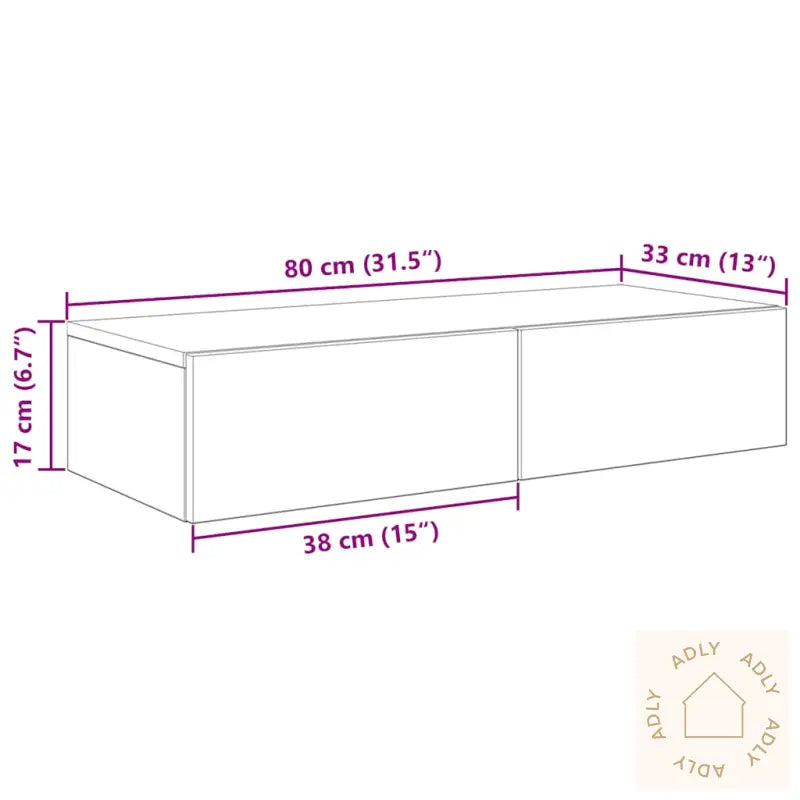 Vegghylle Med Skuffer Artisian Eik 80X33X17 Cm Konstruert Tre