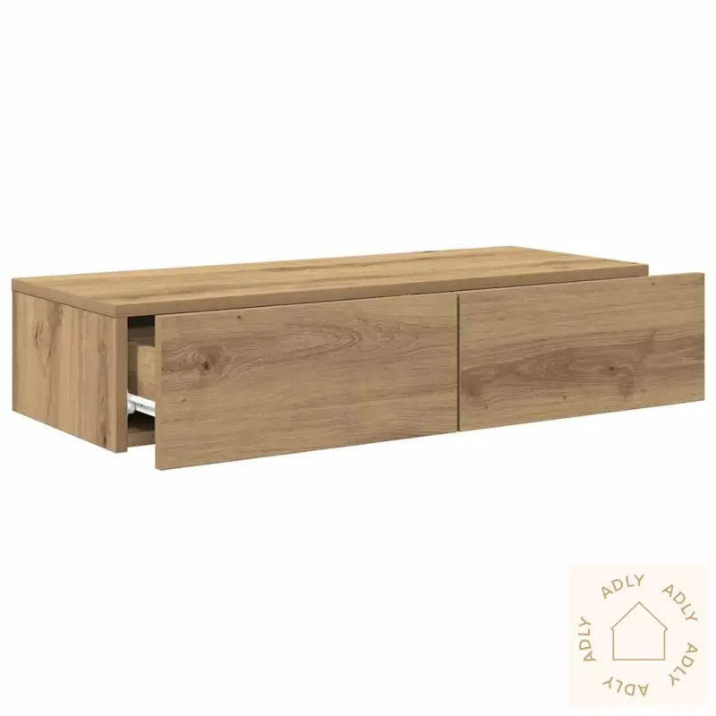 Vegghylle Med Skuffer Artisian Eik 80X33X17 Cm Konstruert Tre