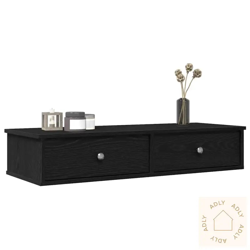 Vegghylle Med Skuffer Svart 100X37,5X19 Cm Konstruert Tre