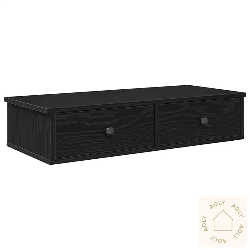 Vegghylle Med Skuffer Svart 80X31X17 Cm Konstruert Tre