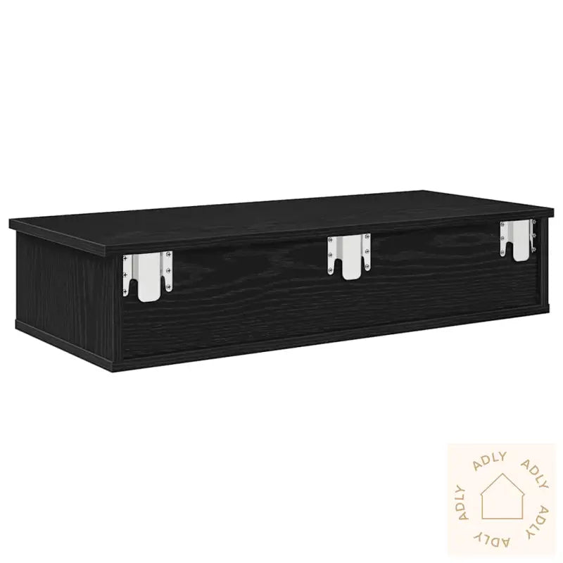 Vegghylle Med Skuffer Svart 80X31X17 Cm Konstruert Tre