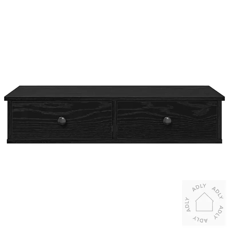 Vegghylle Med Skuffer Svart 80X31X17 Cm Konstruert Tre