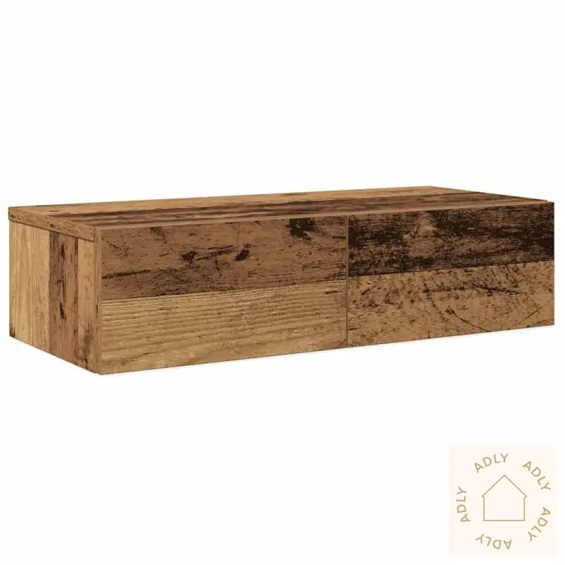 Vegghylle Med Skuffer Gammelt Tre 60X26,5X15 Cm Konstruert Tre