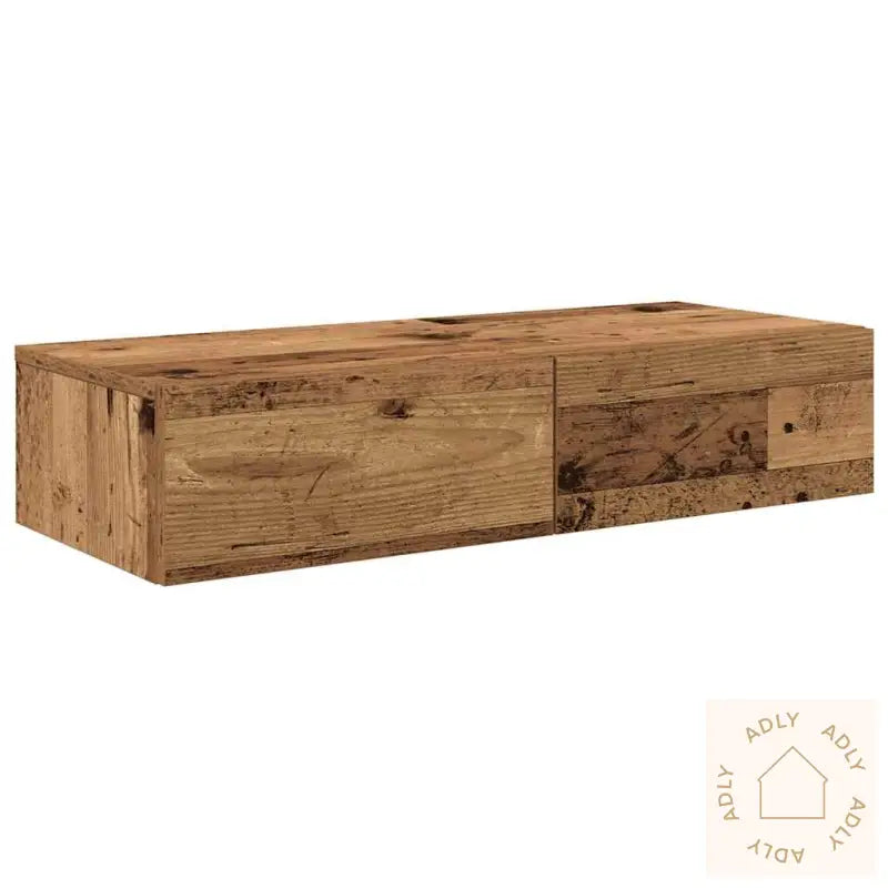 Vegghylle Med Skuffer Gammelt Tre 80X33X17 Cm Konstruert Tre