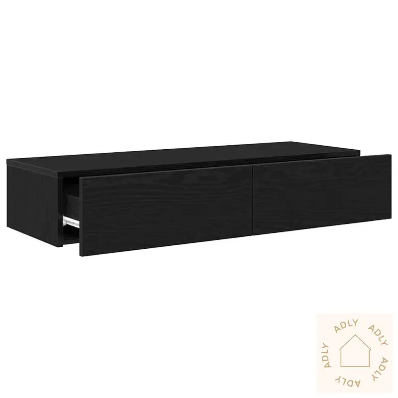 Vegghylle Med Skuffer Svart 100X36X19 Cm Konstruert Tre