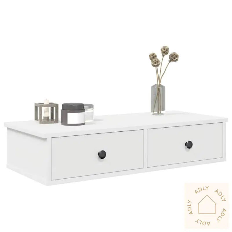 Vegghylle Med Skuffer Hvit 80X31X17 Cm Konstruert Tre