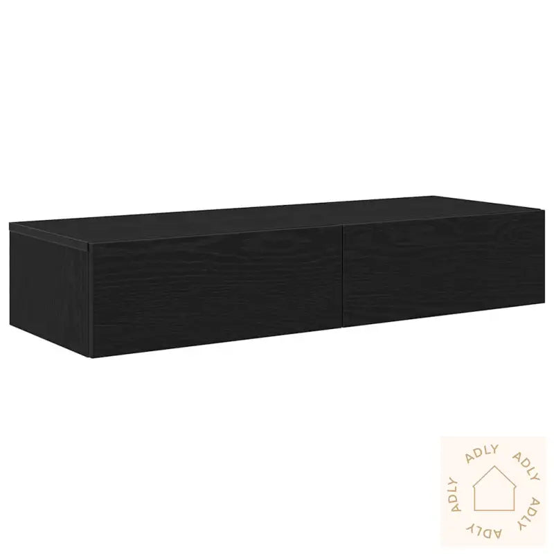 Vegghylle Med Skuffer Svart 100X36X19 Cm Konstruert Tre