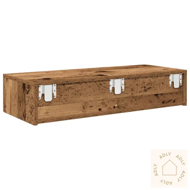 Vegghylle Med Skuffer Gammelt Tre 80X33X17 Cm Konstruert Tre