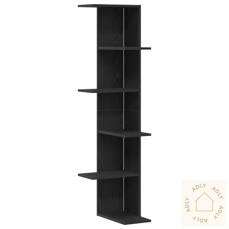 Vegghjørnehylle Svart Eik 36,5X36,5X140 Cm Konstruert Tre