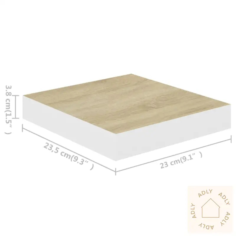 Flytende Vegghylle Eik Og Hvit 23X23,5X3,8 Cm Mdf