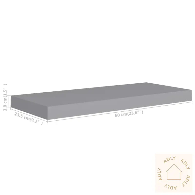 Flytende Vegghylle Grå 60X23,5X3,8 Cm Mdf