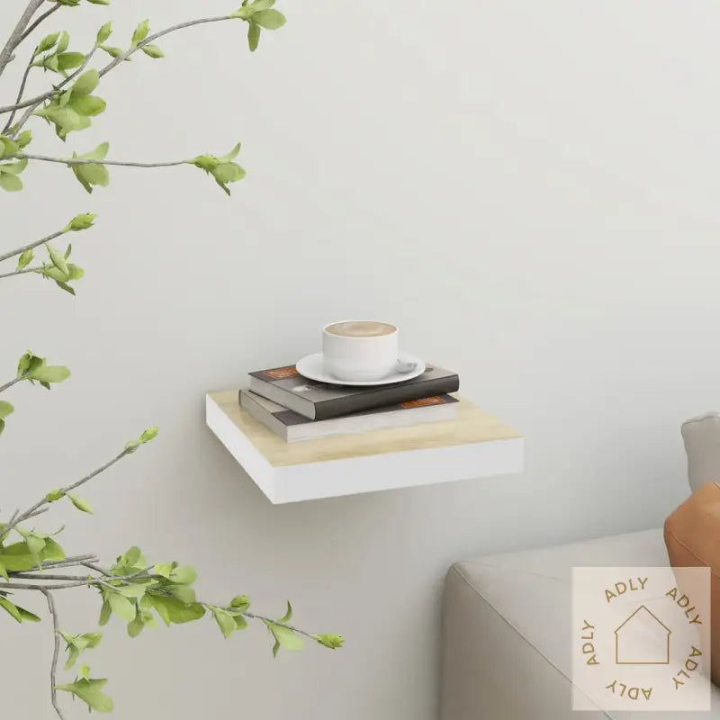 Flytende Vegghylle Eik Og Hvit 23X23,5X3,8 Cm Mdf