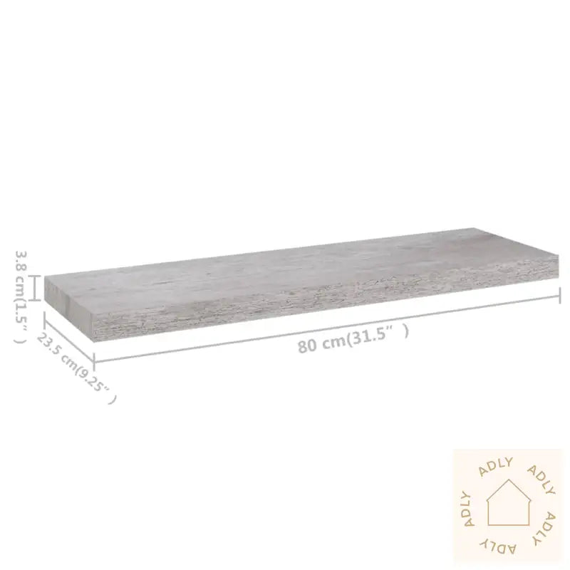 Flytende Vegghylle Betonggrå 80X23,5X3,8 Cm Mdf