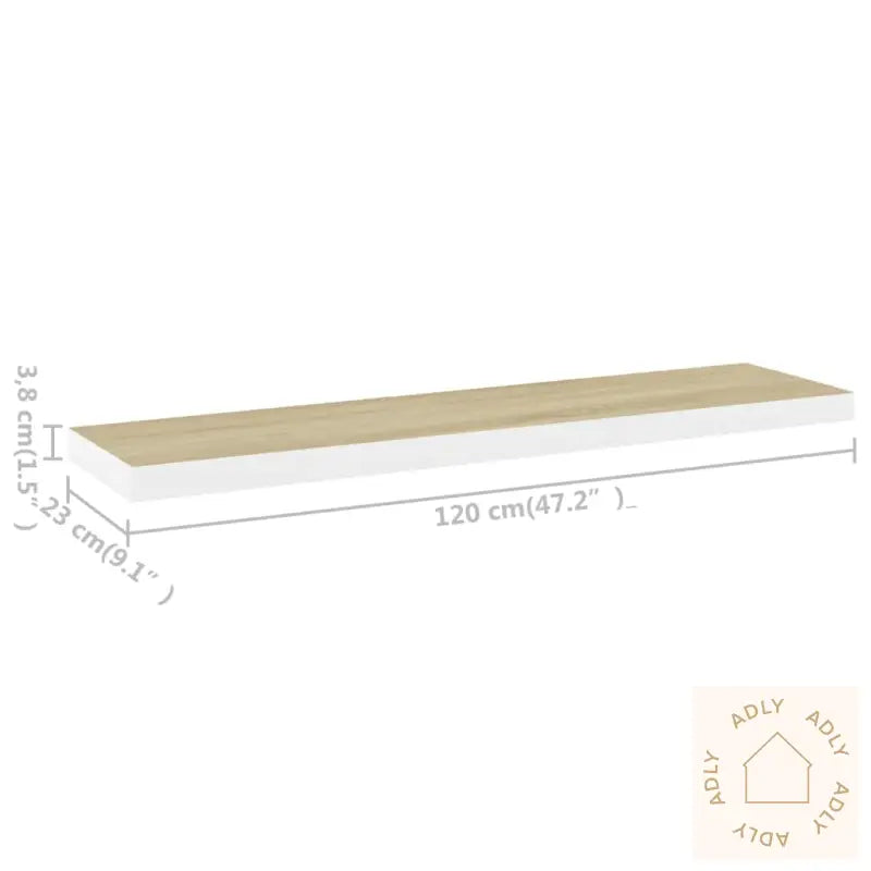 Flytende Vegghyller 2 Stk Eik Og Hvit 120X23,5X3,8 Cm Mdf