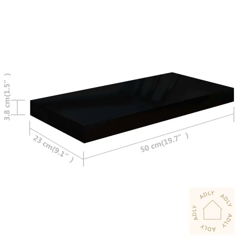 Flytende Vegghylle Høyglans Svart 50X23X3,8 Cm Mdf