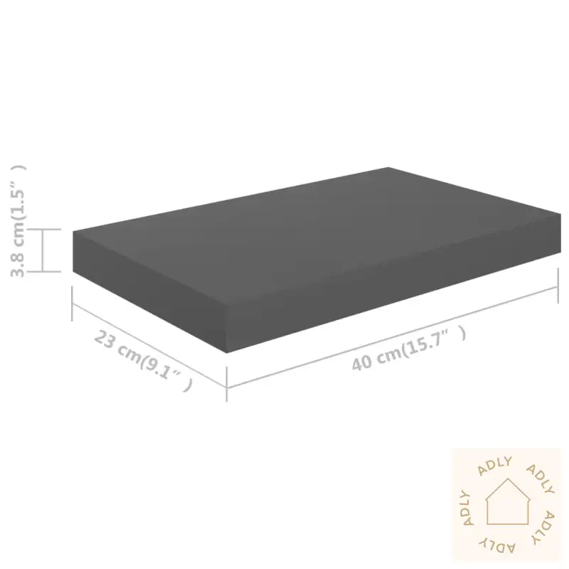 Flytende Vegghylle Høyglans Grå 40X23X3,8 Cm Mdf