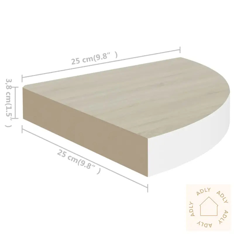 Hjørnehylle Vegghengt Eik Og Hvit 25X25X3,8 Cm Mdf
