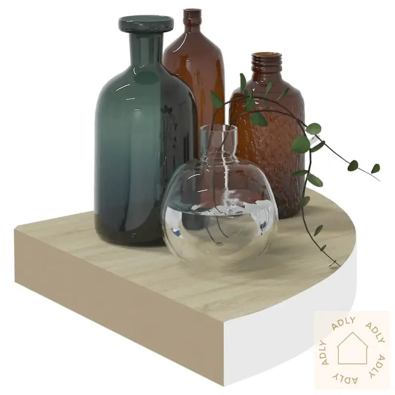 Hjørnehylle Vegghengt Eik Og Hvit 35X35X3,8 Cm Mdf