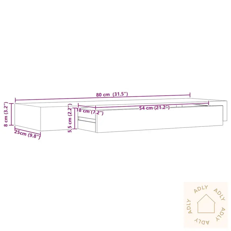 Vegghylle Med Skuff Svart 80X25X8 Cm