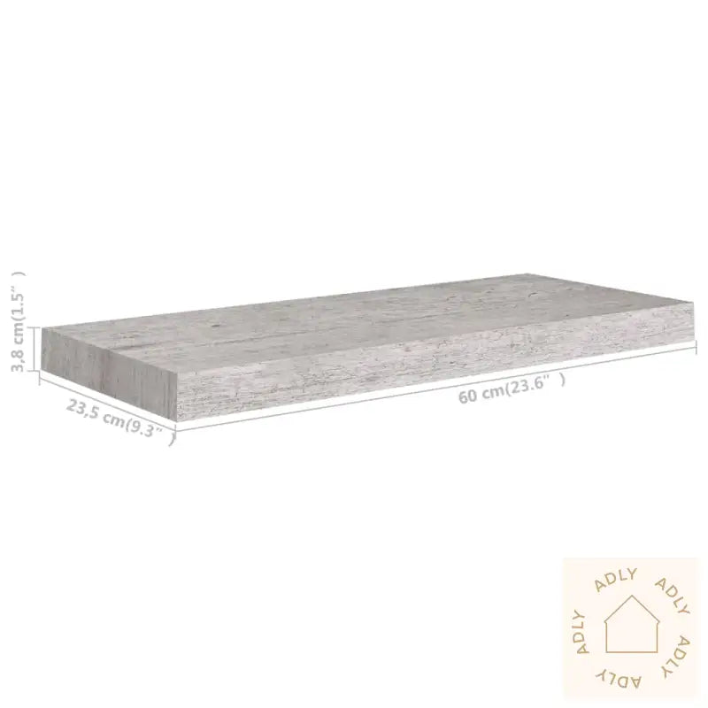 Flytende Vegghylle Betonggrå 60X23,5X3,8 Cm Mdf