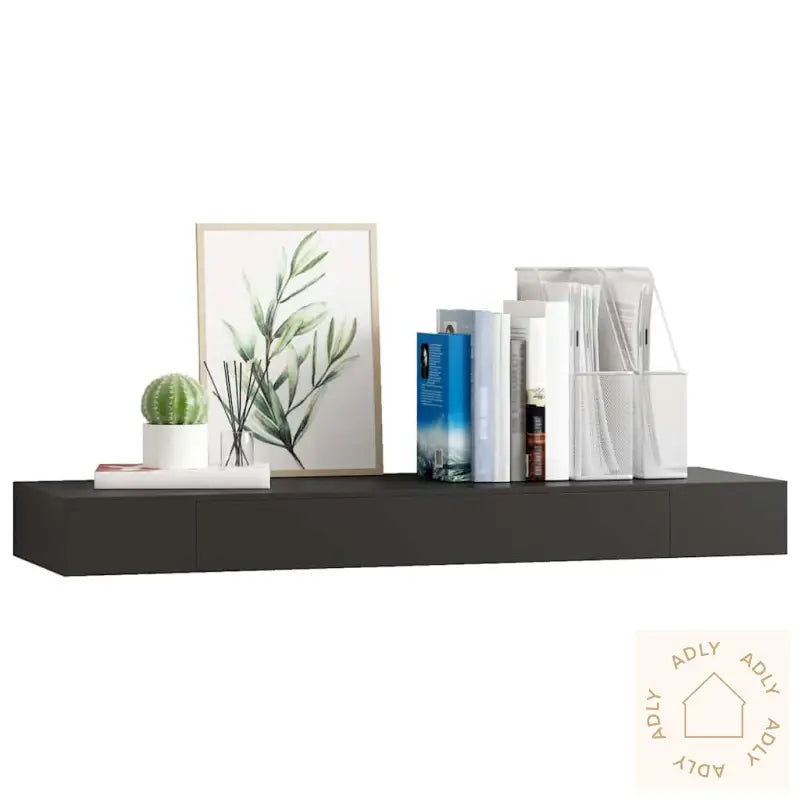 Vegghylle Med Skuff Svart 80X25X8 Cm