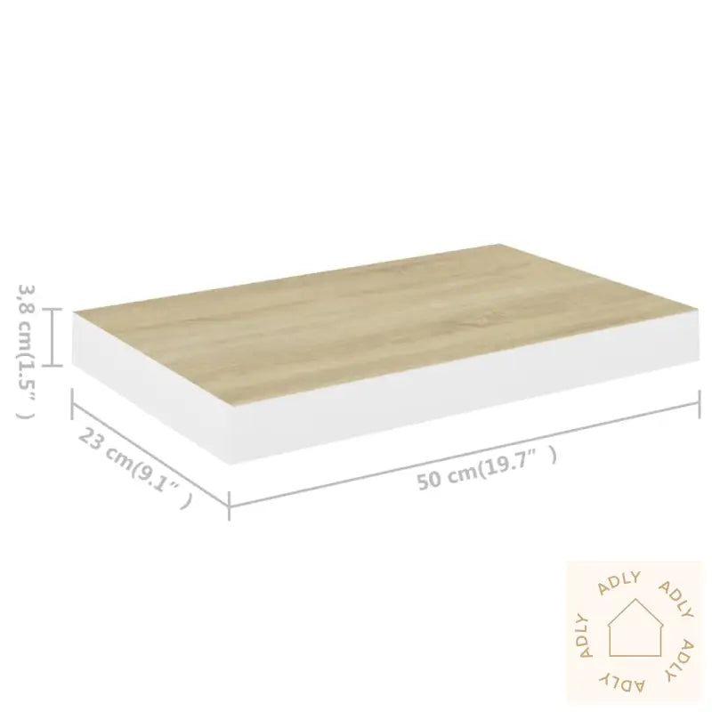 Flytende Vegghylle Eik Og Hvit 50X23X3,8 Cm Mdf