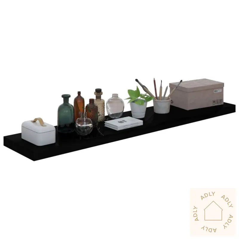 Flytende Vegghylle Høyglans Svart 120X23,5X3,8 Cm Mdf