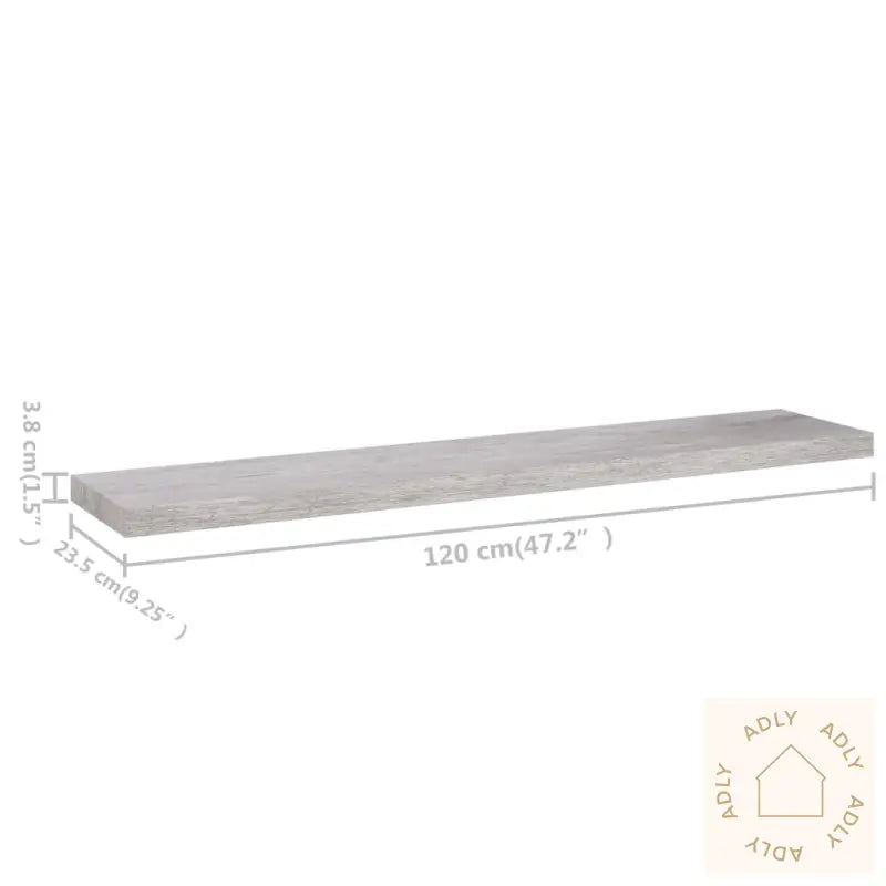 Flytende Vegghyller 2 Stk Betonggrå 120X23,5X3,8 Cm Mdf