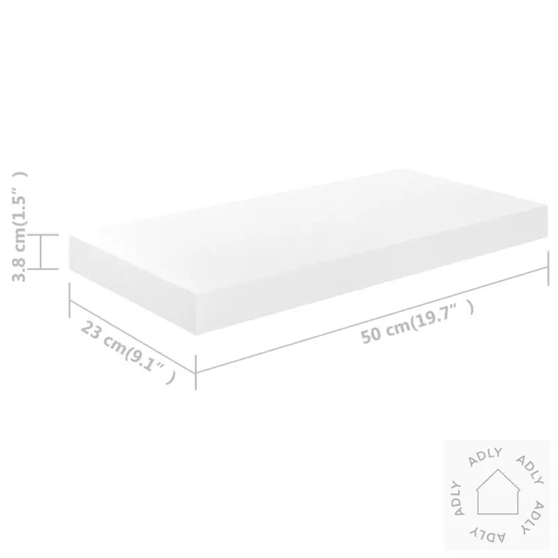 Flytende Vegghylle Høyglans Hvit 50X23X3,8 Cm Mdf