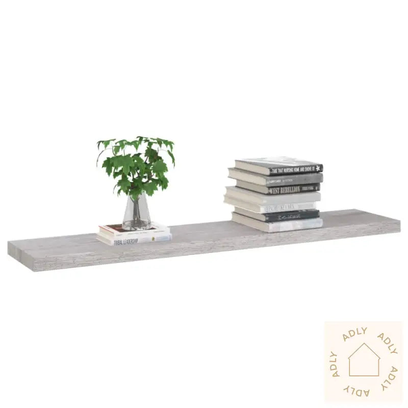 Flytende Vegghyller 2 Stk Betonggrå 120X23,5X3,8 Cm Mdf
