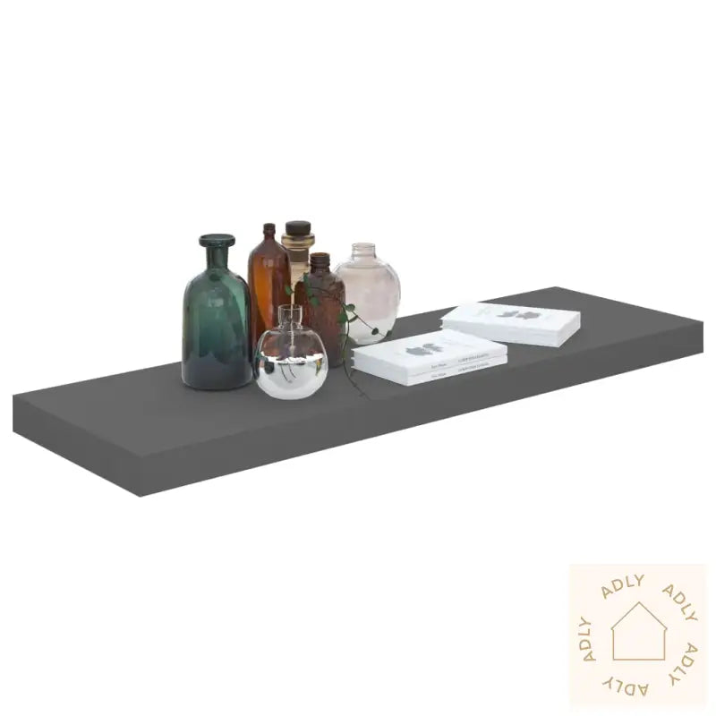 Flytende Vegghylle Høyglans Grå 80X23,5X3,8 Cm Mdf
