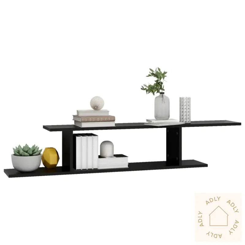 Veggmontert Tv-Hylle Svart 125X18X23 Cm Konstruert Tre