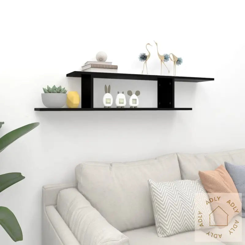 Veggmontert Tv-Hylle Svart 125X18X23 Cm Konstruert Tre