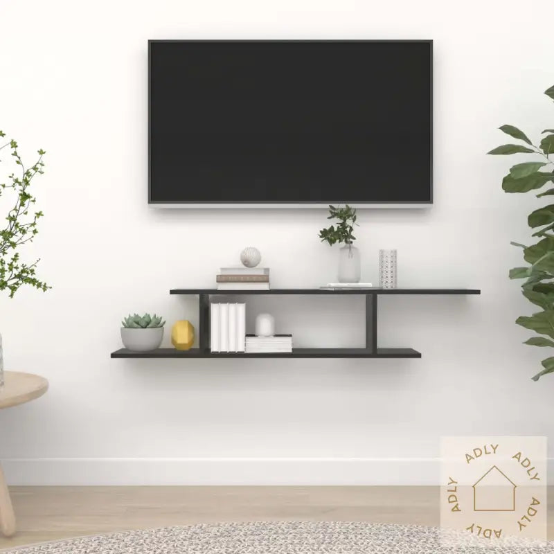 Veggmontert Tv-Hylle Svart 125X18X23 Cm Konstruert Tre