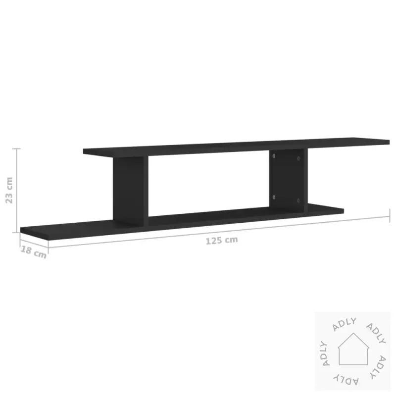 Veggmontert Tv-Hylle Svart 125X18X23 Cm Konstruert Tre
