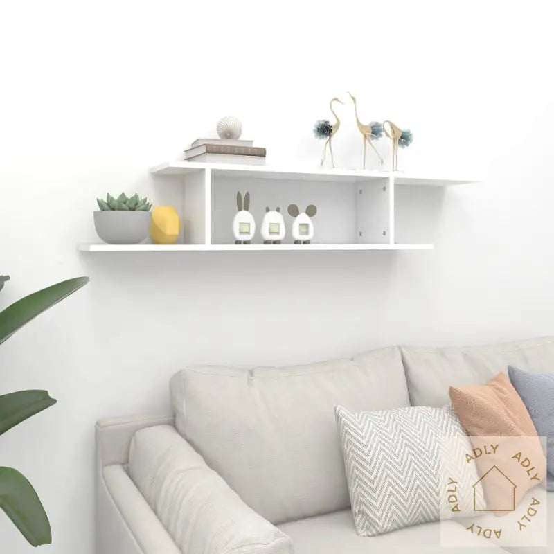 Veggmontert Tv-Hylle Hvit 125X18X23 Cm Konstruert Tre