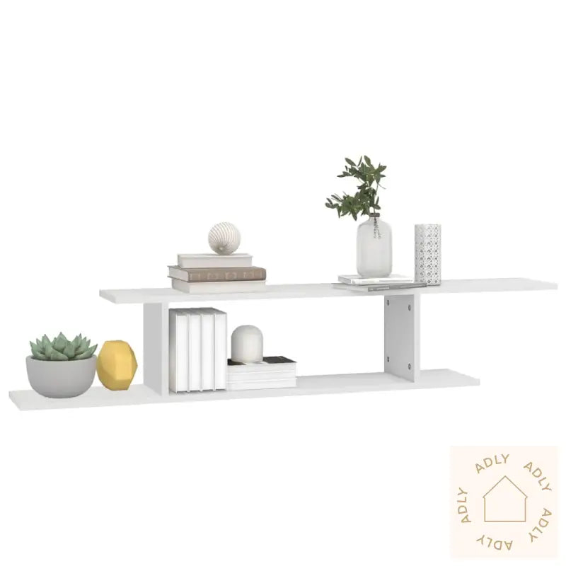 Veggmontert Tv-Hylle Hvit 125X18X23 Cm Konstruert Tre