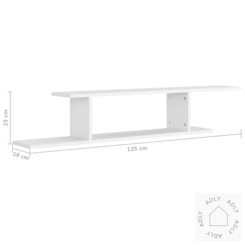 Veggmontert Tv-Hylle Hvit 125X18X23 Cm Konstruert Tre